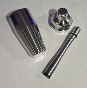 Stainless Steel Cocktail Shaker Set And Muddler, Classy Silver Color